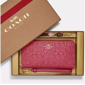 COACH NWT STRAWBERRY HAZE BOXED LONG ZIP AROUND WALLET